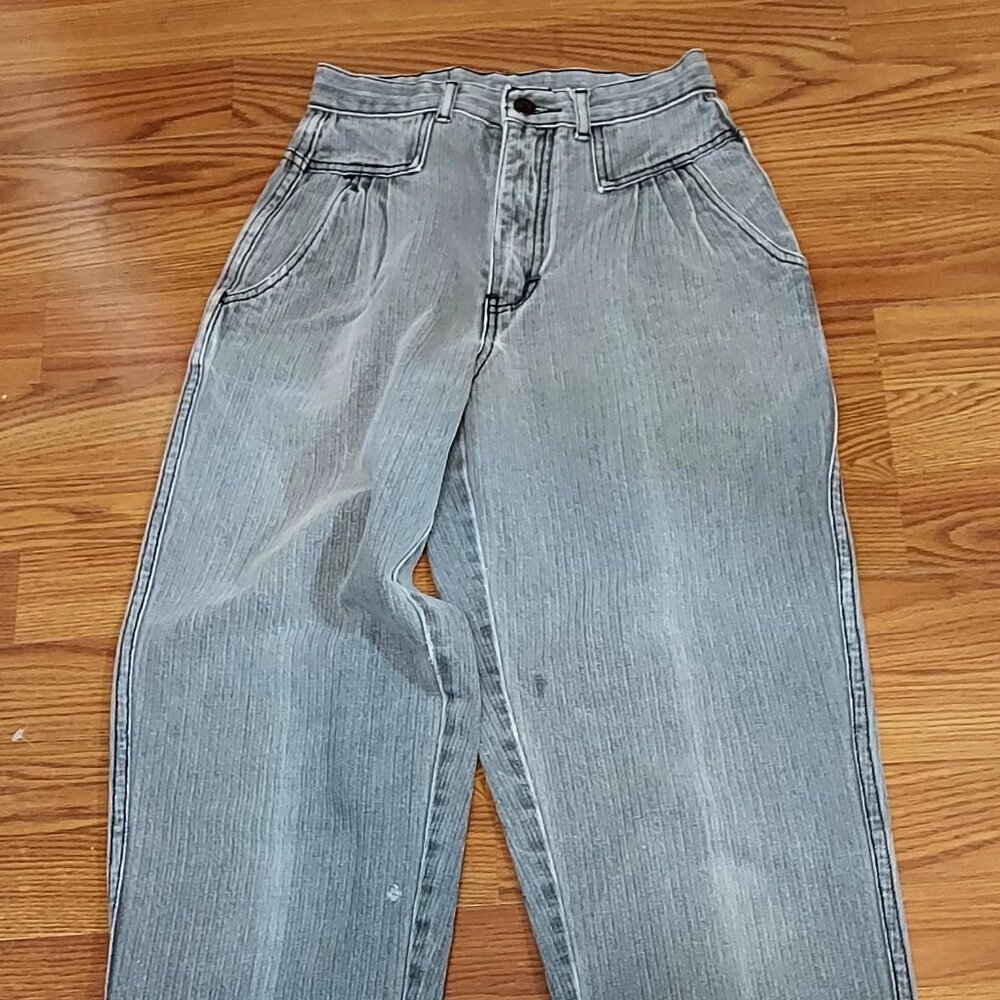 Jag Womans Light Gray Jeans 5 Pockets Straight Leg Sz 4 Logo BoHo Light Destress